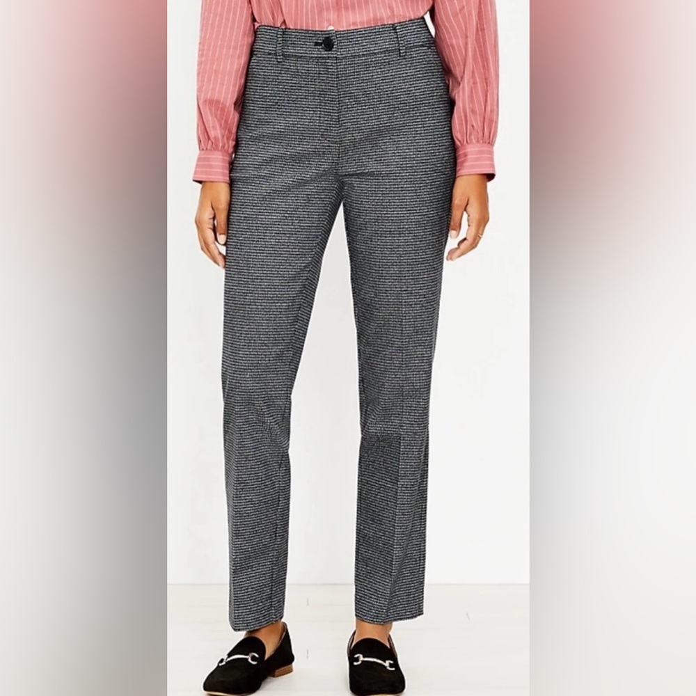LOFT Perfect Straight Houndstooth Pants